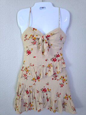 B. Darlin Floral Ruffle Dress Cream Red Yellow Junior Women's Size 1/2
